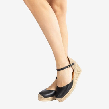 Alpargatas Mujer de Cuña Baja Negro...