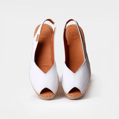 Alpargata de Cuña en Piel Blanco Bernia de Toni Pons