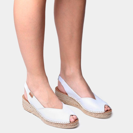 Alpargata de Cuña en Piel Blanco Bernia de Toni Pons