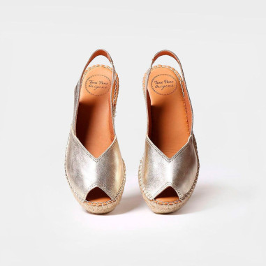 Alpargata de Cuña en Piel Platino Bernia de Toni Pons