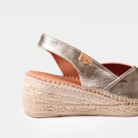 Alpargata de Cuña en Piel Platino Bernia de Toni Pons