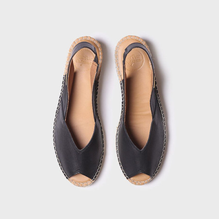 Alpargata de Cuña en Piel Negro Bernia de Toni Pons