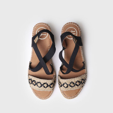 Sandalias de Mujer Cuña Yute Susa Negro de Toni Pons
