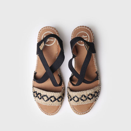 Sandalias de Mujer Cuña Yute Susa Negro de Toni Pons