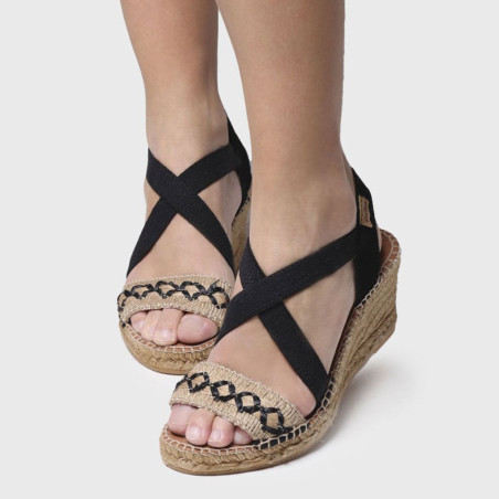 Sandalias de Mujer Cuña Yute Susa Negro de Toni Pons