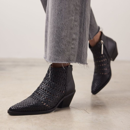 Botines Cowboy Trenzado Negro Livonia Gioseppo