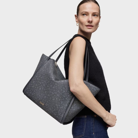 Bolso Tous Capazo Grande Gris Oscuro Kaos Mini Lines