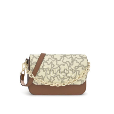 Bolso Tous Bandolera Mediana Chain Camel y Beige Kaos Icon