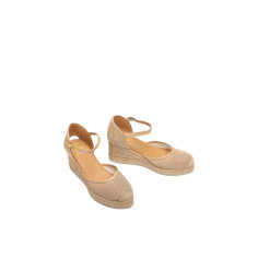 Alpargatas con Rejilla y Piel Beige Unisa 2