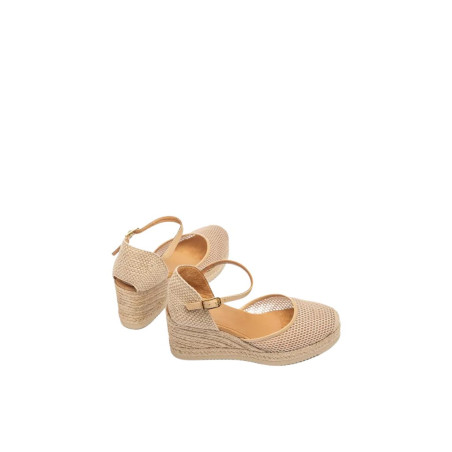 Alpargatas con Rejilla y Piel Beige Unisa