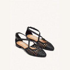 Bailarinas de Piel Negro con Trenzados Leskovic Gioseppo 2