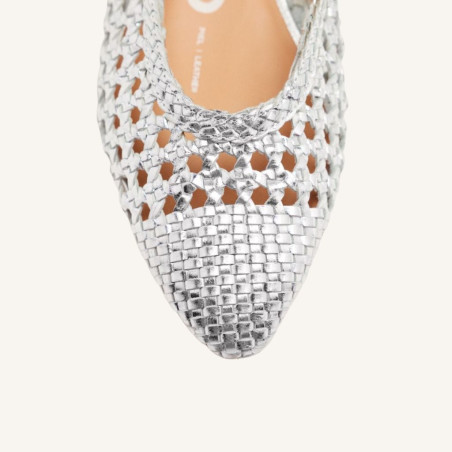 Bailarinas Trenzadas de Piel Plata Guatavita Gioseppo