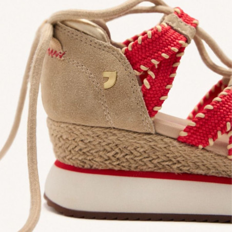 Sandalias Deportivas Piel Cuña Rafia Griswold Beige Gioseppo