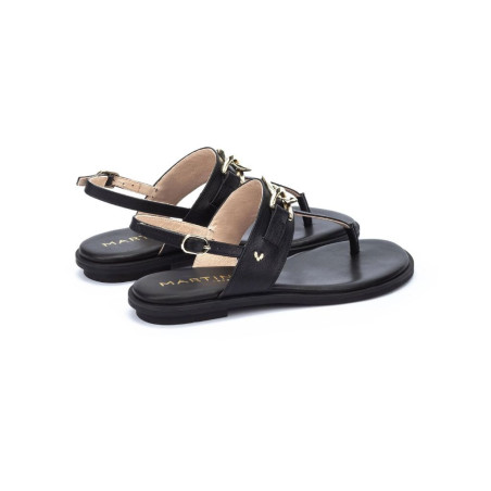 Sandalia Plana con Detalle Metálico Mazzini Negro Martinelli