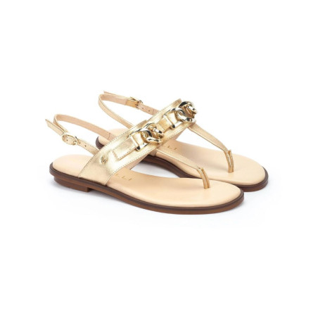Sandalia Plana con Detalle Metálico Mazzini Gold Martinelli