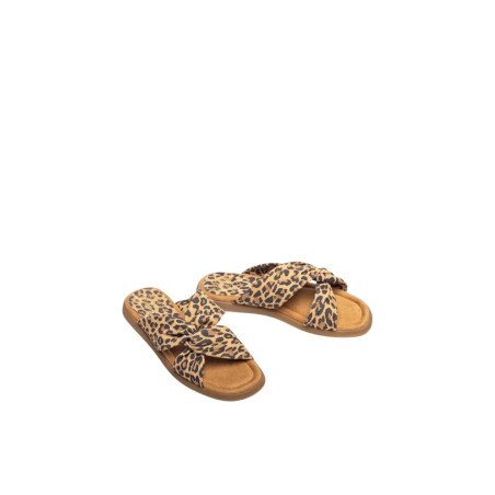 Sandalia Plana Tiras Cruzadas Animal Print Unisa