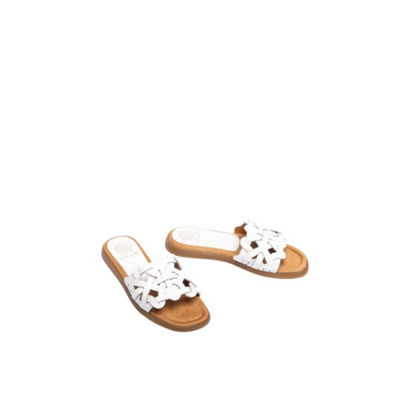 Sandalia Plana Pala Geométrica Blanco Unisa