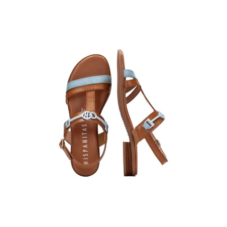 Sandalia Plana Yakarta Celeste Cuero Hispanitas