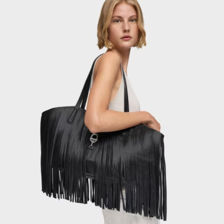Bolso Tous Capazo Mediano Flecos de Piel Negro Manifesto