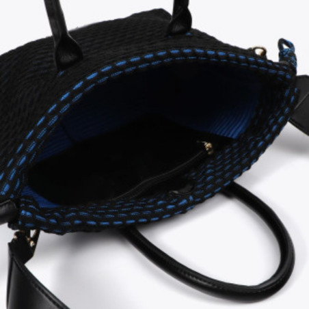 Bolso Lola Casademunt Bandolera Tejido Rejilla Interior Azul