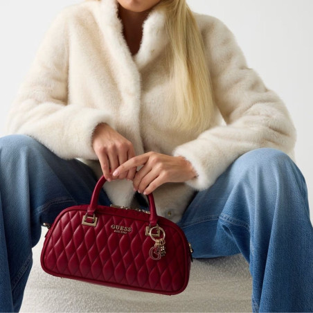 Bolso Guess de Mano Valla Pespunteado Rojo