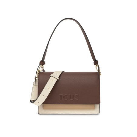 Bolso Tous Bandolera Mediana Beige Marrón Audree Saffiano