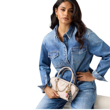 Bolso Guess de Mano Davina Charms Beige