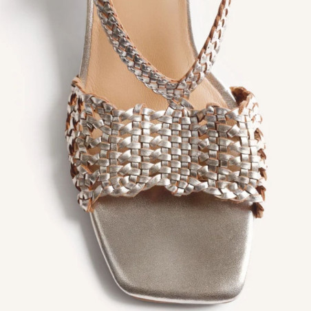 Sandalias Gioseppo Tacón Piel Trenzada Brillo Blissfield