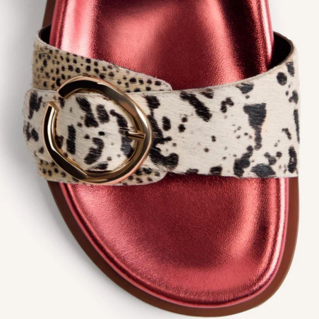 Sandalias Gioseppo Bio Piel Estampado Animal Carney Rojo