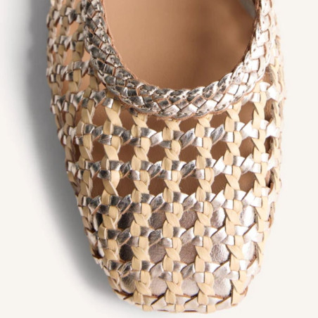 Bailarinas Gioseppo Piel Trenzada Wendell Platino