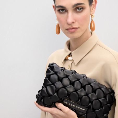 Bolso Lola Casademunt Bandolera Efecto Nudos Negro