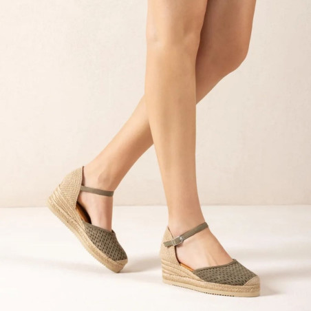 Alpargatas Unisa Cuña Baja con Picados Chaska Verde