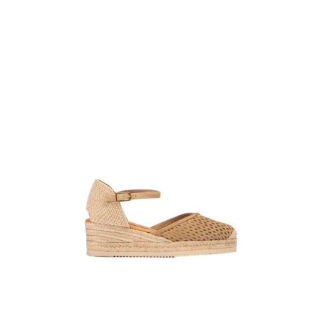 Alpargatas Unisa Cuña Baja con Picados Chaska Beige