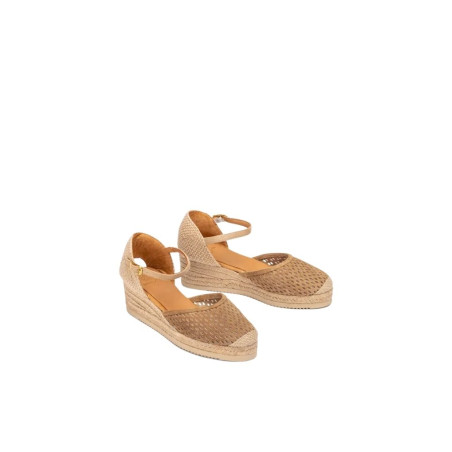 Alpargatas Unisa Cuña Baja con Picados Chaska Beige