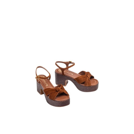 Sandalias con Bloque de Rafia Kalea Marrón Unisa