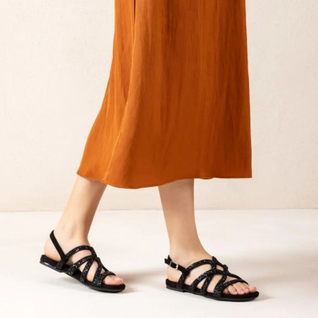 Sandalias con Cristales Comic Negro Unisa