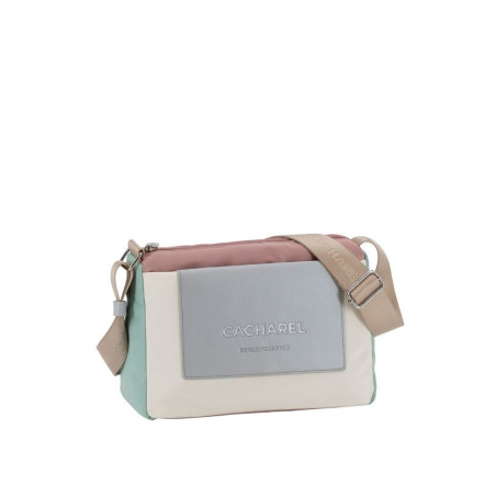 Bolso Cacharel Bandolera Nylon Ultra Ligero Tres Compartimentos Plata